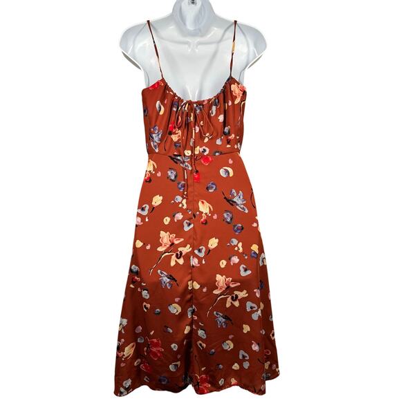 Hutch Declan Floral Midi Dress‎ Women’s Size 2 Brown Sleeveless Square Neckline - Picture 8 of 14